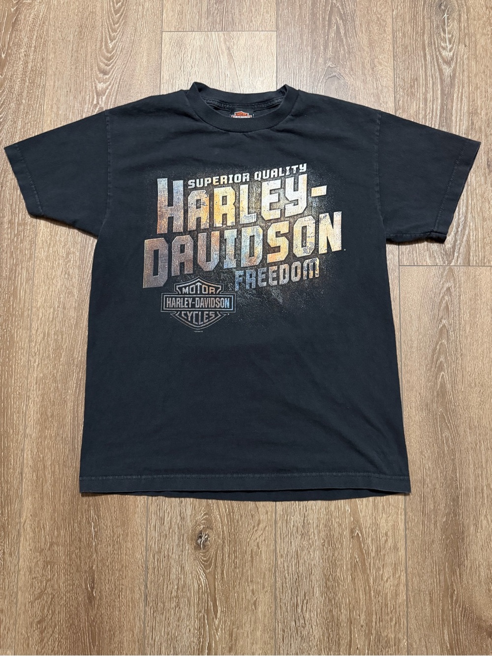 Harley-Davidson Black Tee with Metallic Gold & Silver Logo